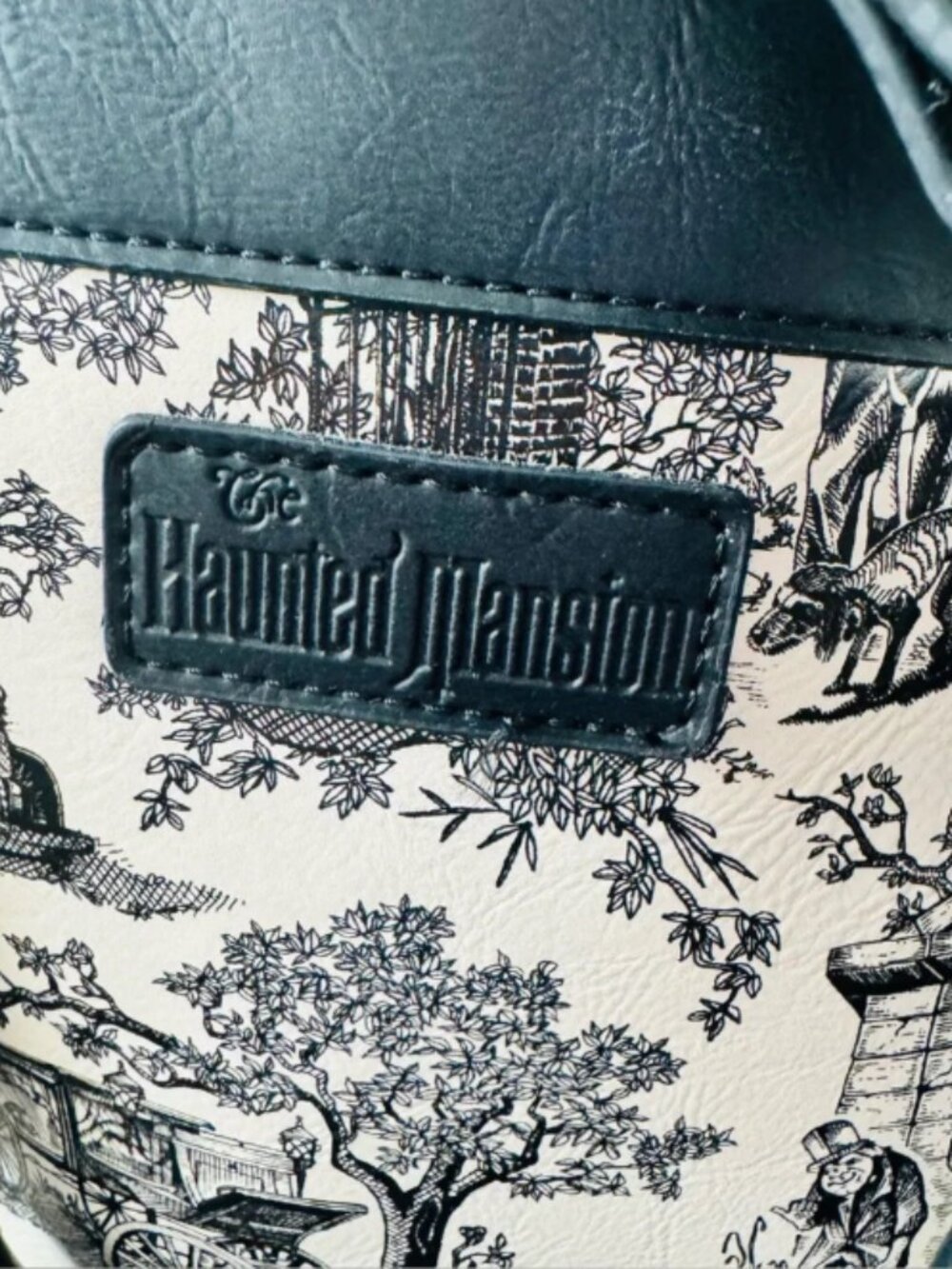 Disney Haunted Mansion Toile Satchel Bag - Black & Ivory - Picture 7 of 8